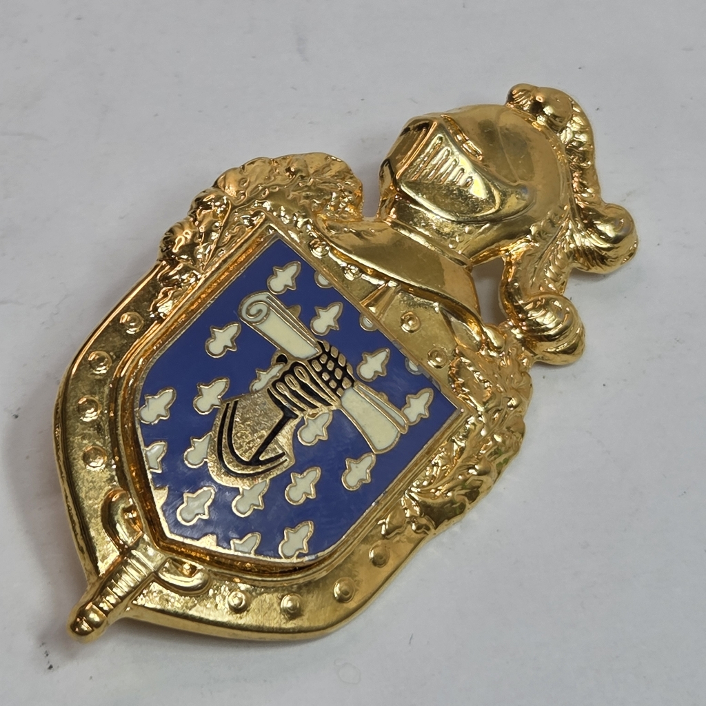 France Gendarmerie National Police Badge Ecoles Medal Gold Tone Thick Blue
